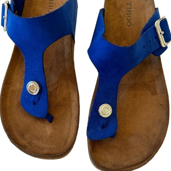 Tihoo Suede Casual Comfort Buckle Thong Sandals Royal Blue Size 6 - Picture 3 of 16